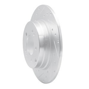 Kia Cadenza Brake Rotor (1) - Rear Left - R1 Concepts - Drilled & Slotted - Silver - `17-`19